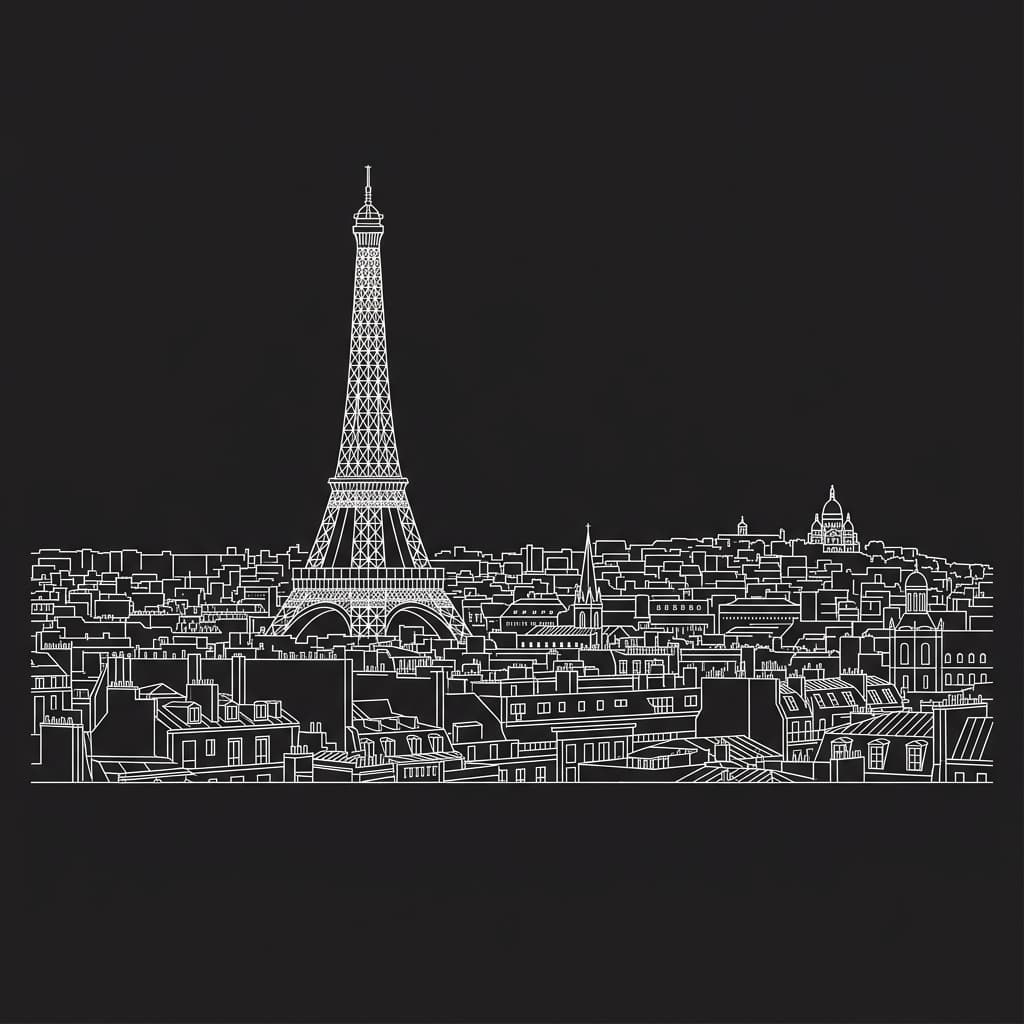 Paris Skyline Silhouette Overlay